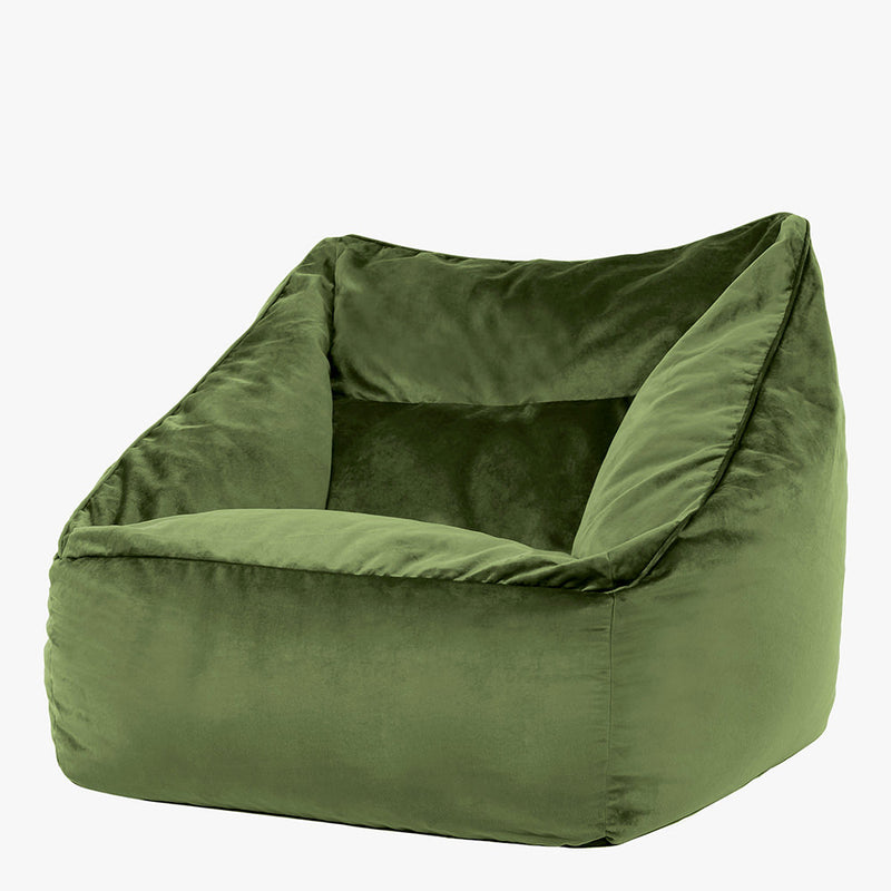 Pouf fauteuil Natalia Velours - Vert sauge