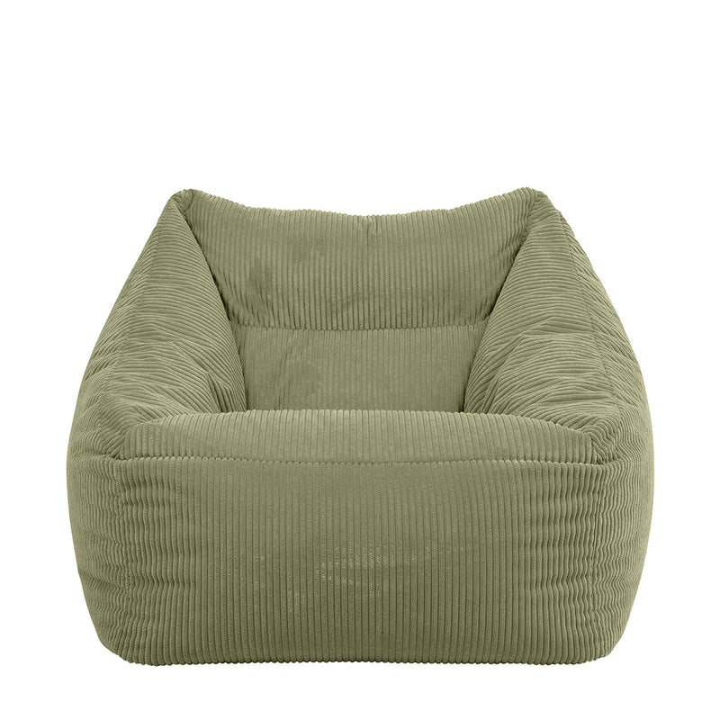 Fauteuil poire Natalia en velours côtelé, vert sauge