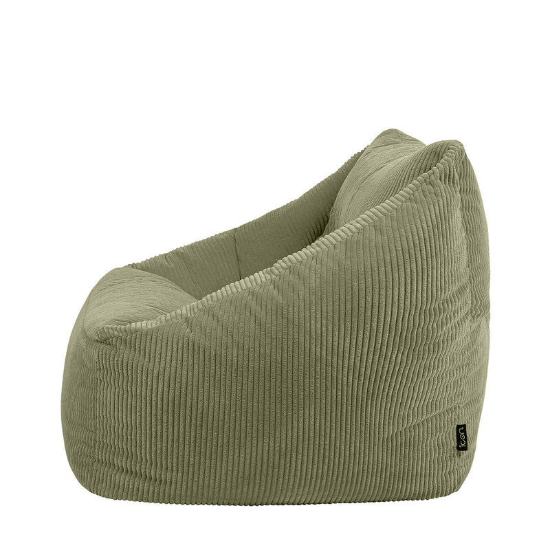 Fauteuil poire Natalia en velours côtelé, vert sauge