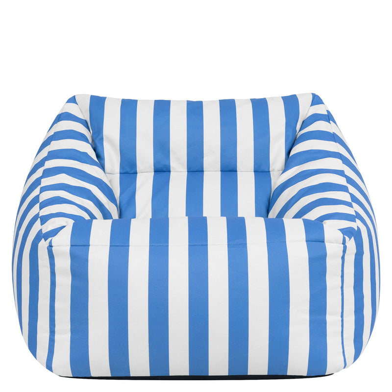 Fauteuil poire Natalia en tissu rayé, bleu cobalt 