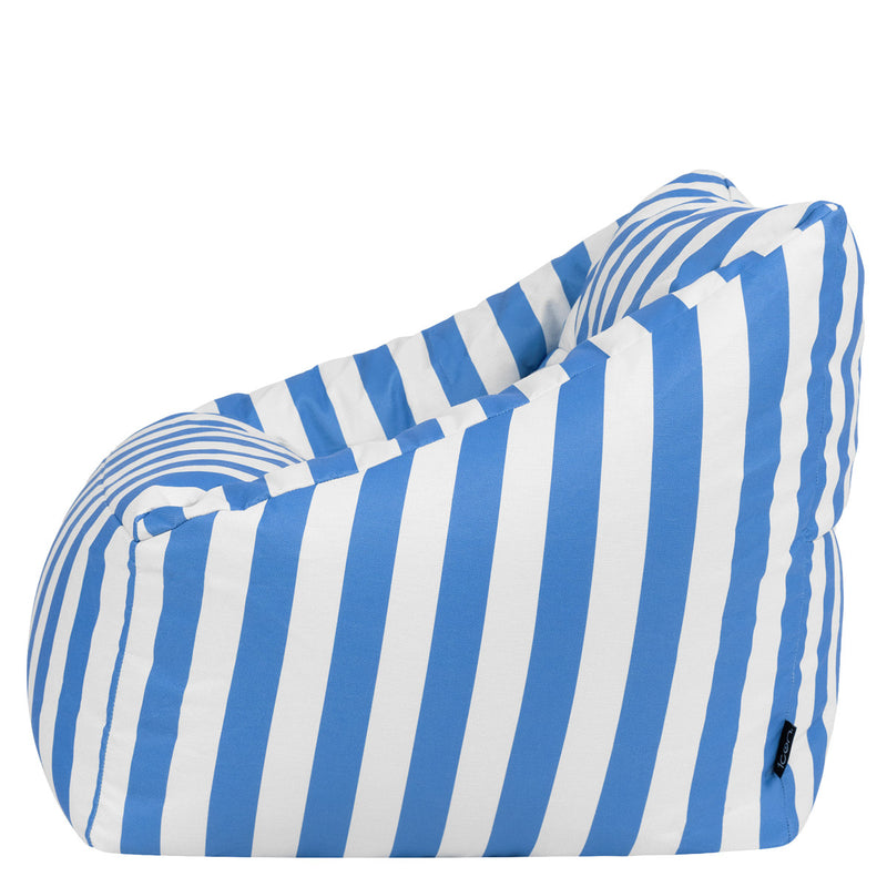Fauteuil poire Natalia en tissu rayé, bleu cobalt 