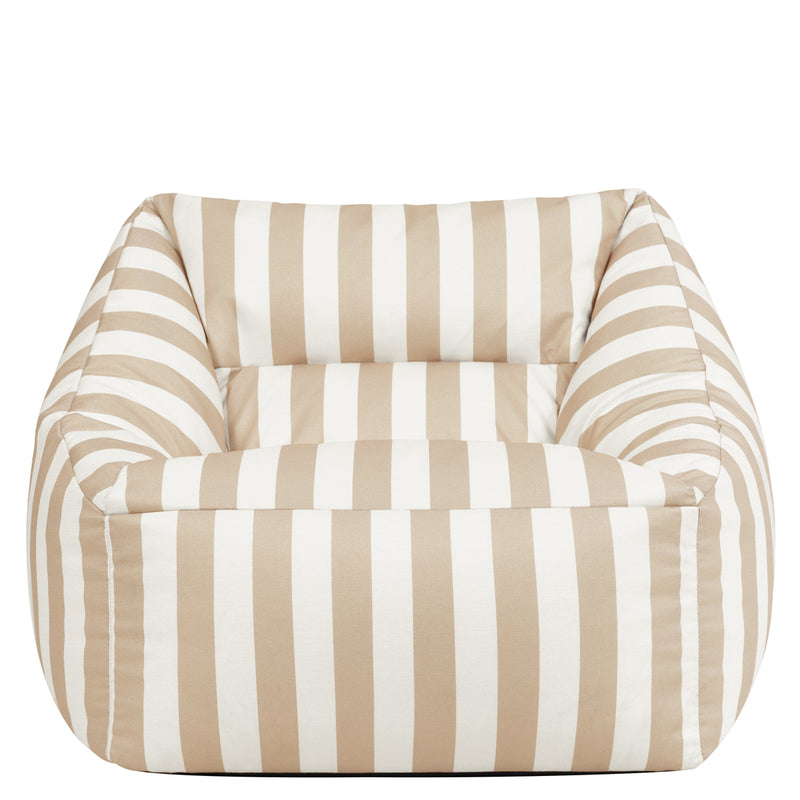 Fauteuil poire Natalia en tissu rayé, taupe