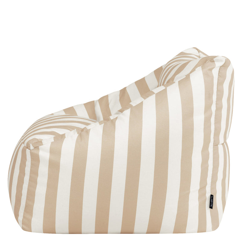 Fauteuil poire Natalia en tissu rayé, taupe