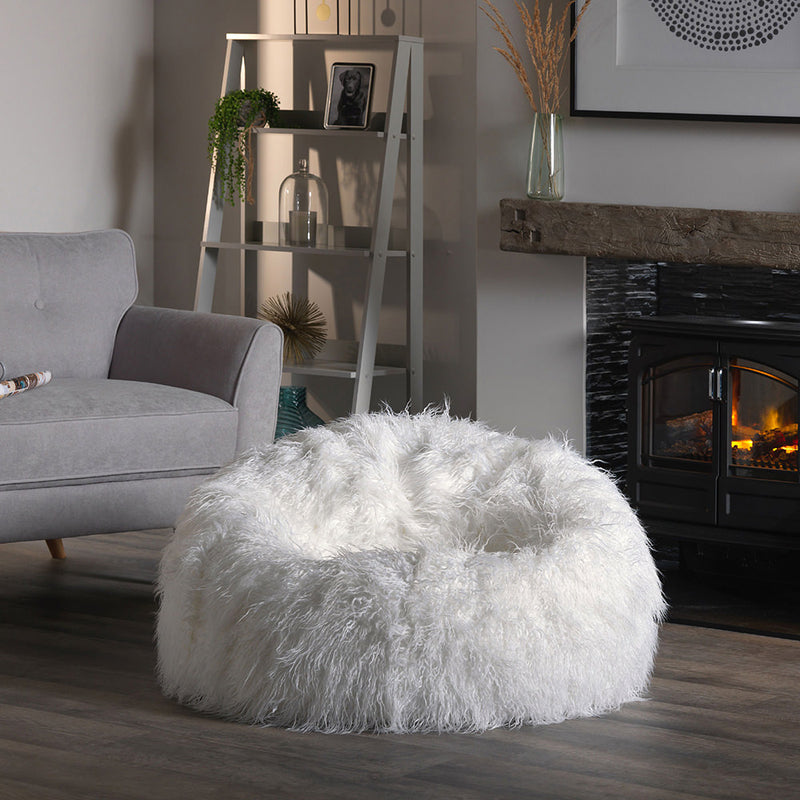 Pouf en fausse fourrure mongole Kingston