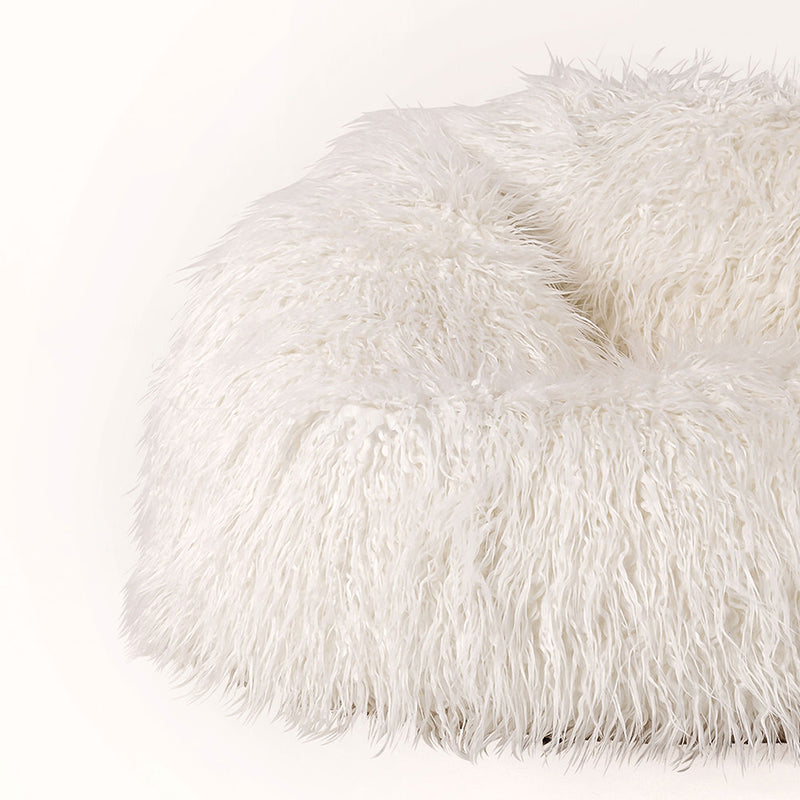 Pouf en fausse fourrure mongole Kingston