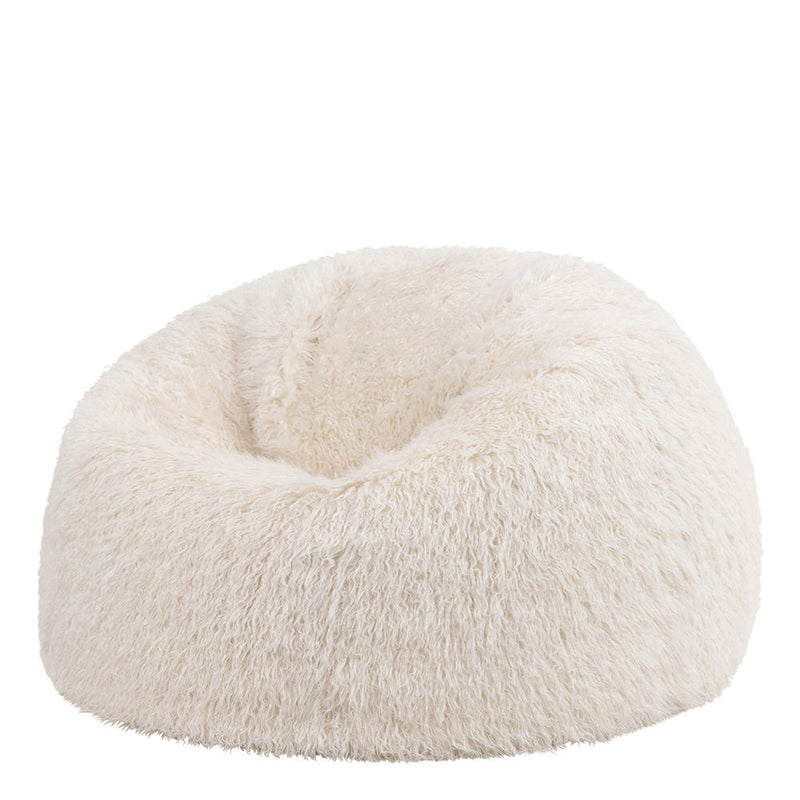 Pouf classique en fausse fourrure Mongolian, natruel 