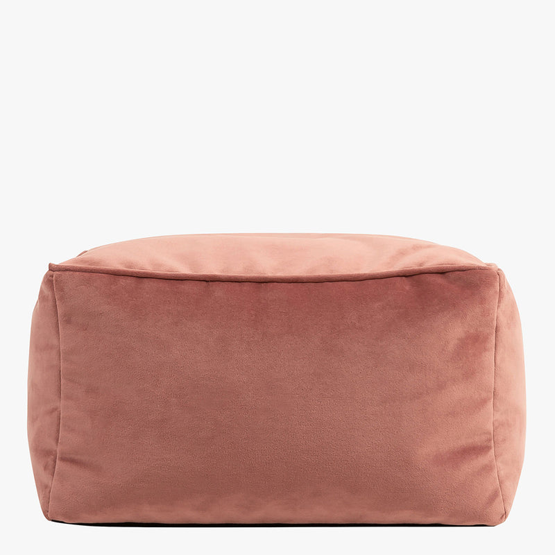 Repose-pieds Amara carré en velours, rose