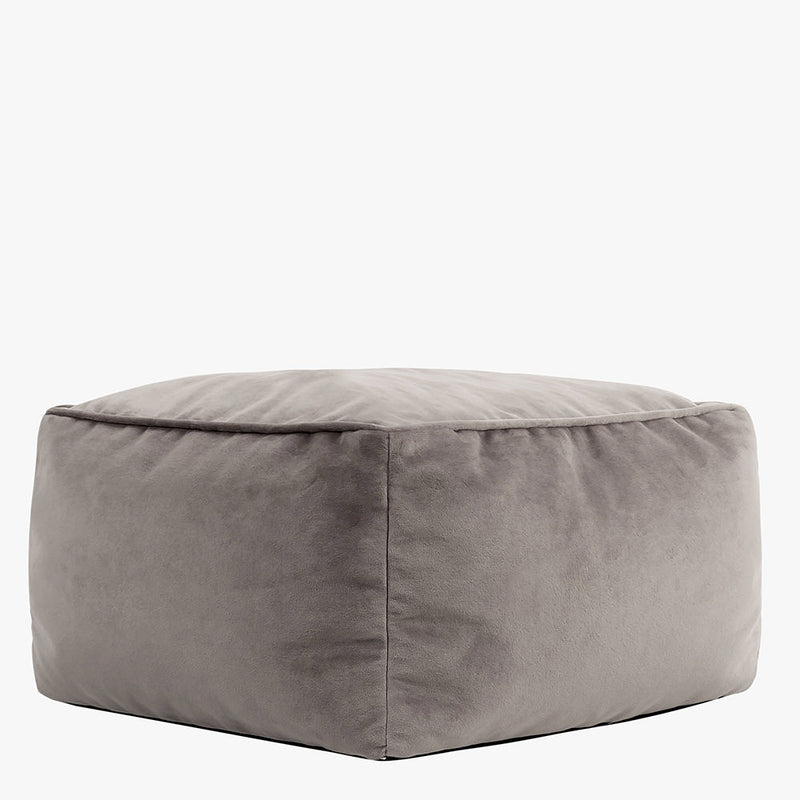 Repose-pieds Amara carré en velours, gris anthracite