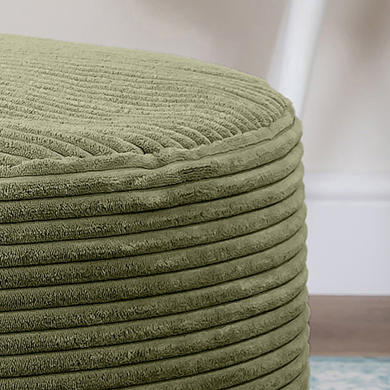Pouf rond Milano en velours côtelé, vert sauge