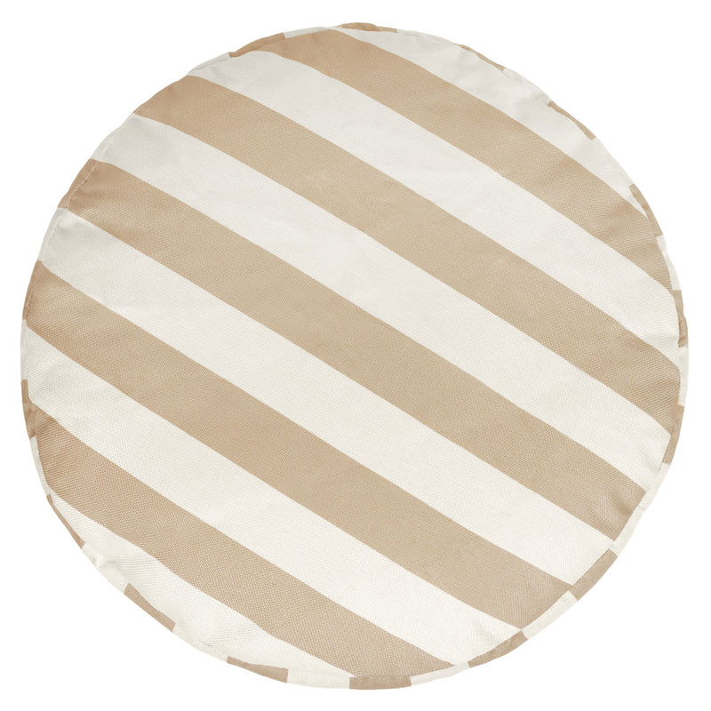 Pouf rond tissu à rayures Milano pour l'intérieur et l'extérieur, vert sauge