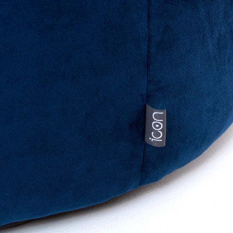 Pouf rond Milano en velours, bleu marine