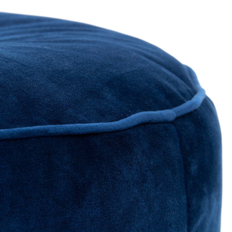Pouf rond Milano en velours, bleu marine