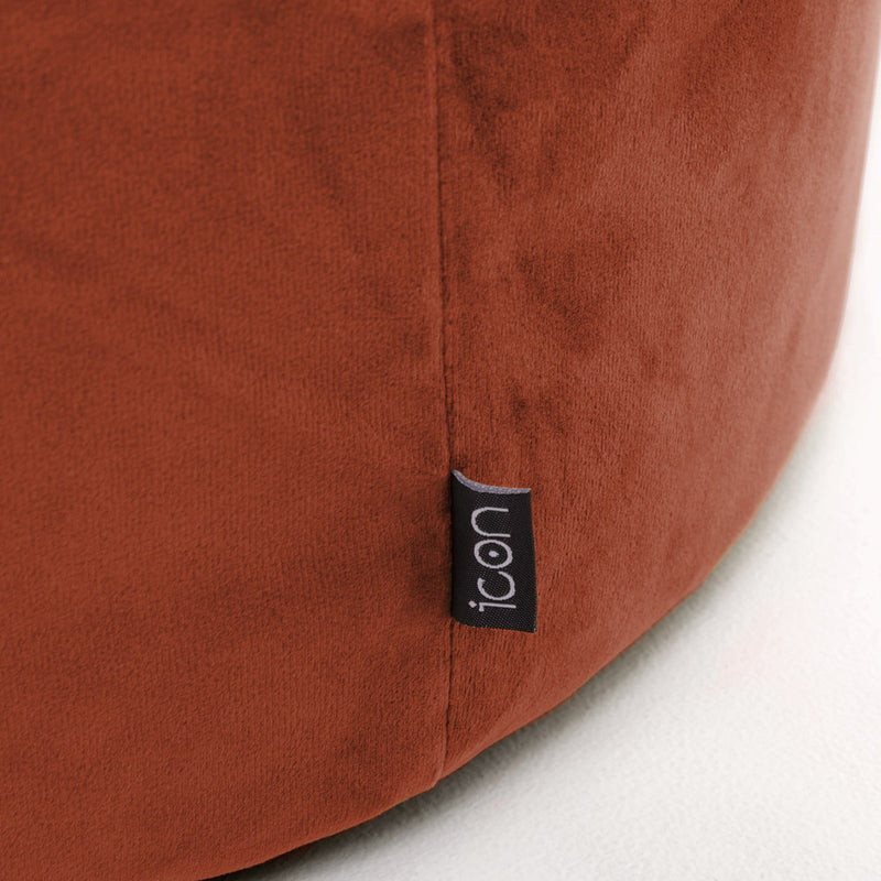 Pouf rond Milano en velours, terre cuite
