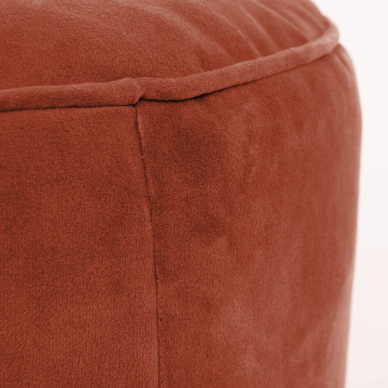 Pouf rond Milano en velours, terre cuite