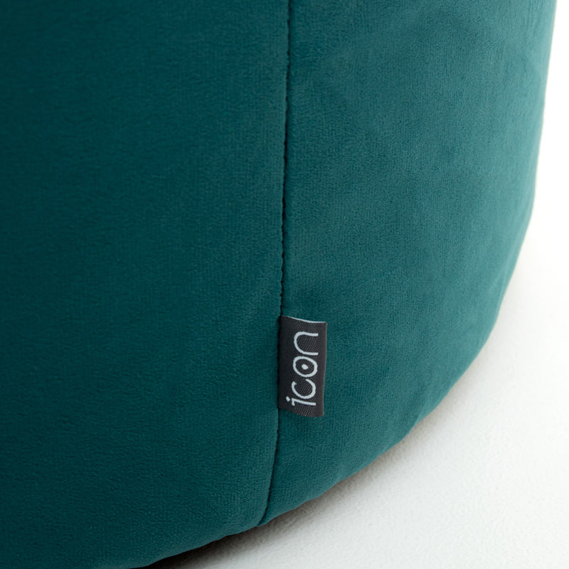 Pouf rond Milano en velours, sarcelle