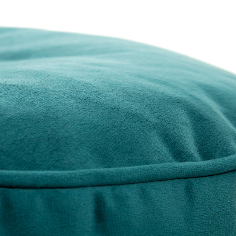 Pouf rond Milano en velours, sarcelle