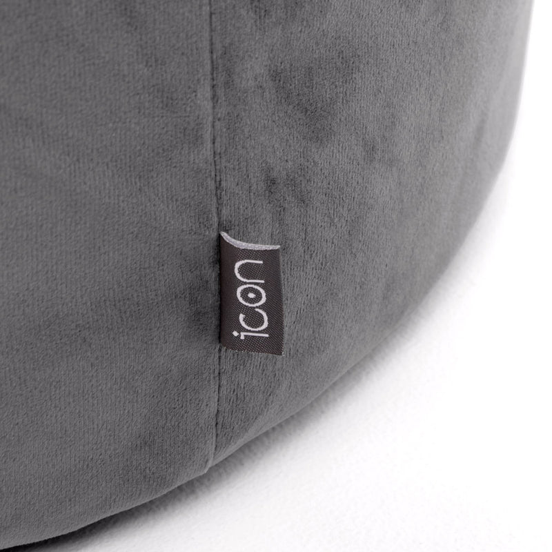 Pouf rond Milano en velours, gris anthracite