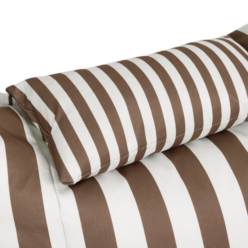 Pouf Nova en tissu, rayures chocolat 