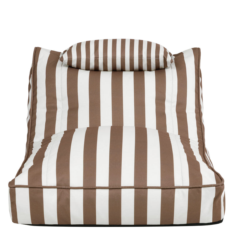 Pouf Nova en tissu, rayures chocolat 