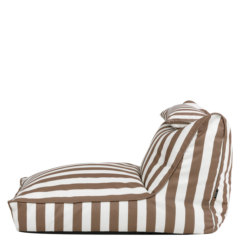 Pouf Nova en tissu, rayures chocolat 