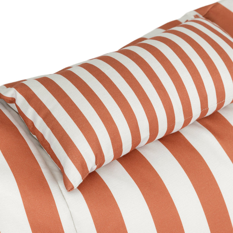 Pouf Nova en tissu, rayures orange