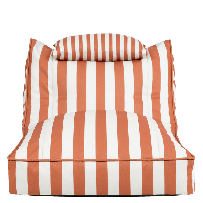 Pouf Nova en tissu, rayures orange