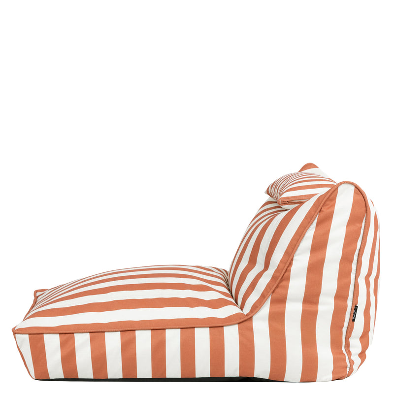 Pouf Nova en tissu, rayures orange