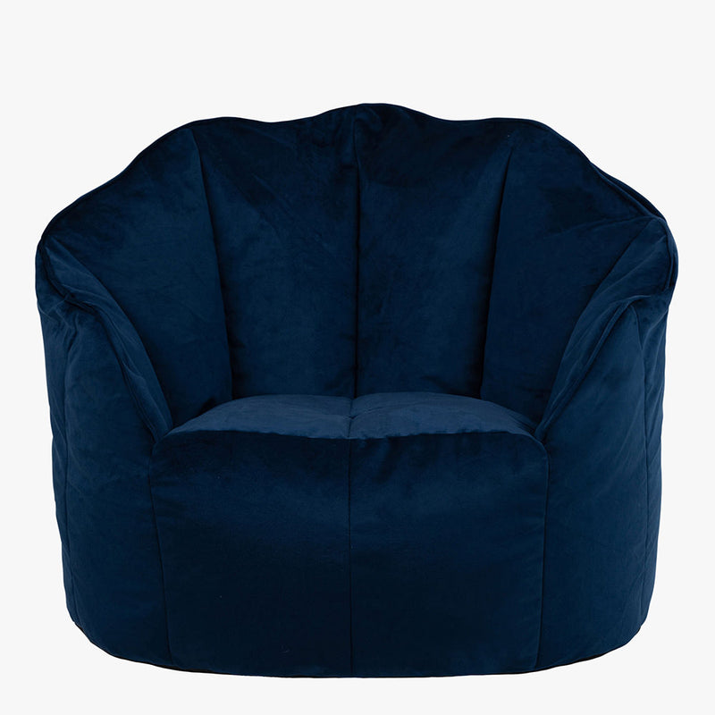 Pouf-fauteuil Sirena en velours – Bleu marine