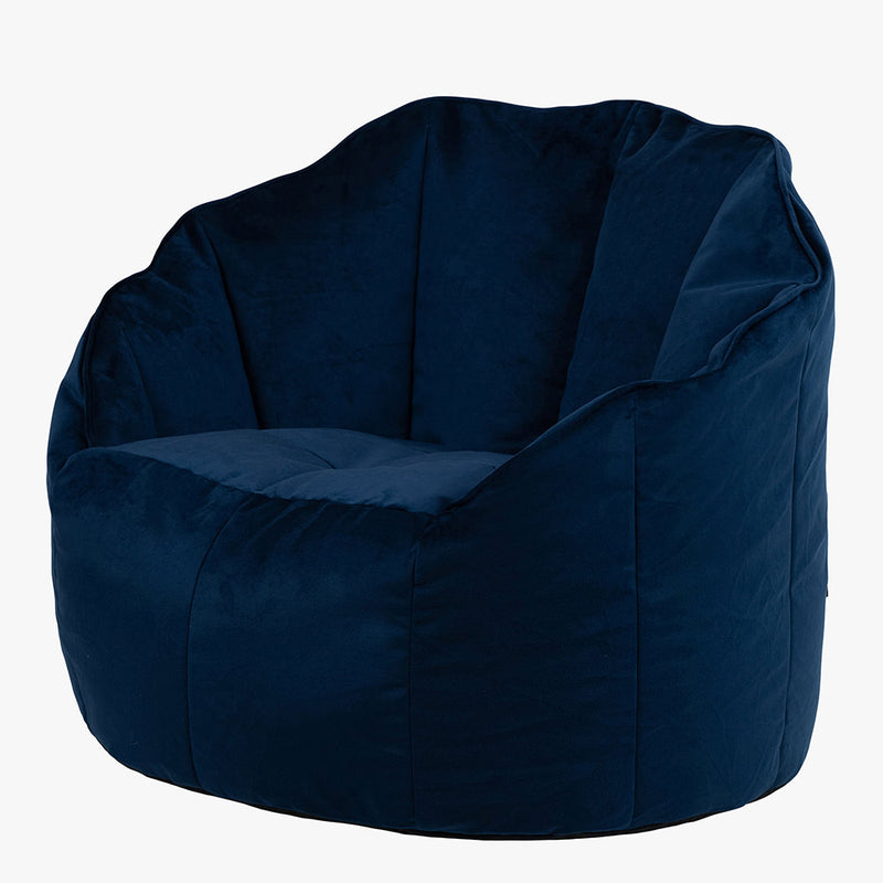 Pouf-fauteuil Sirena en velours – Bleu marine