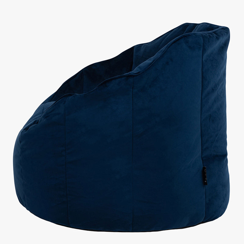 Pouf-fauteuil Sirena en velours – Bleu marine