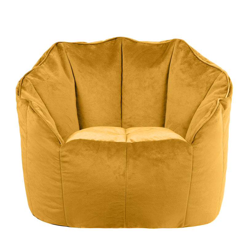 Fauteuil poire Sirena en velours, jaune