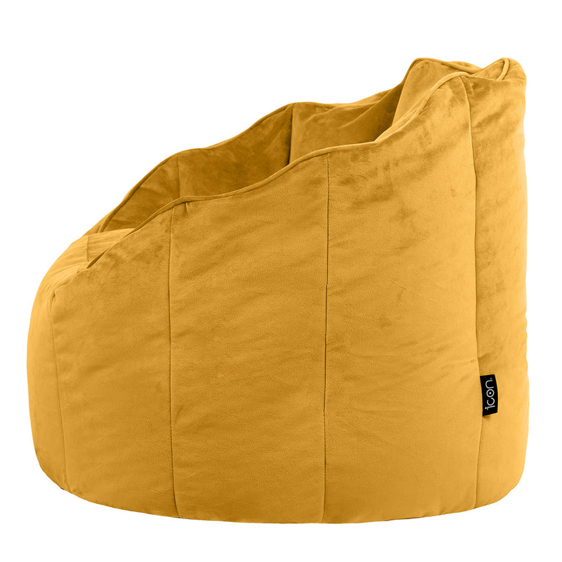 Fauteuil poire Sirena en velours, jaune