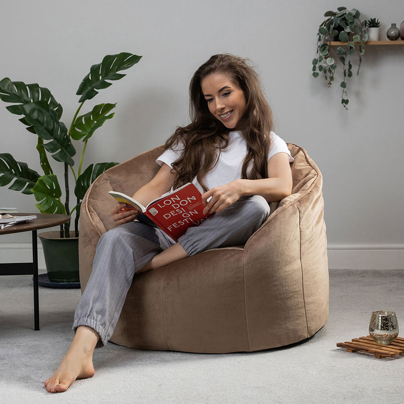 Fauteuil poire Sirena en velours - Brun Moka