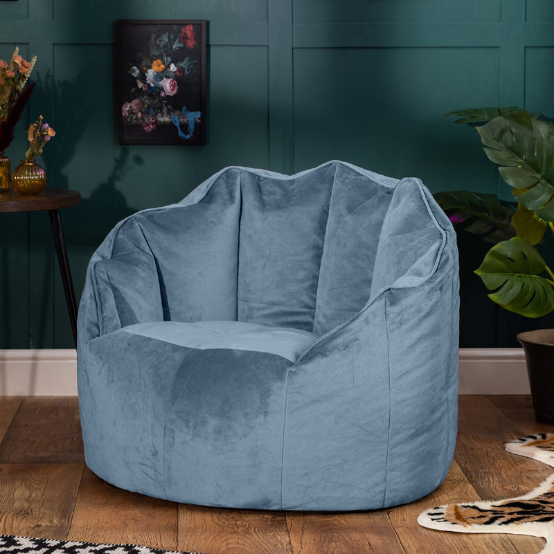 Fauteuil poire Sirena en velours, bleu