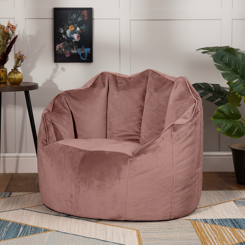 Fauteuil poire Sirena en velours, rose