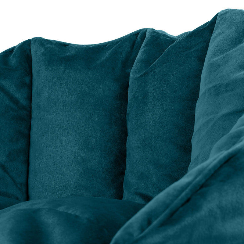 Fauteuil poire Sirena en velours, sarcelle