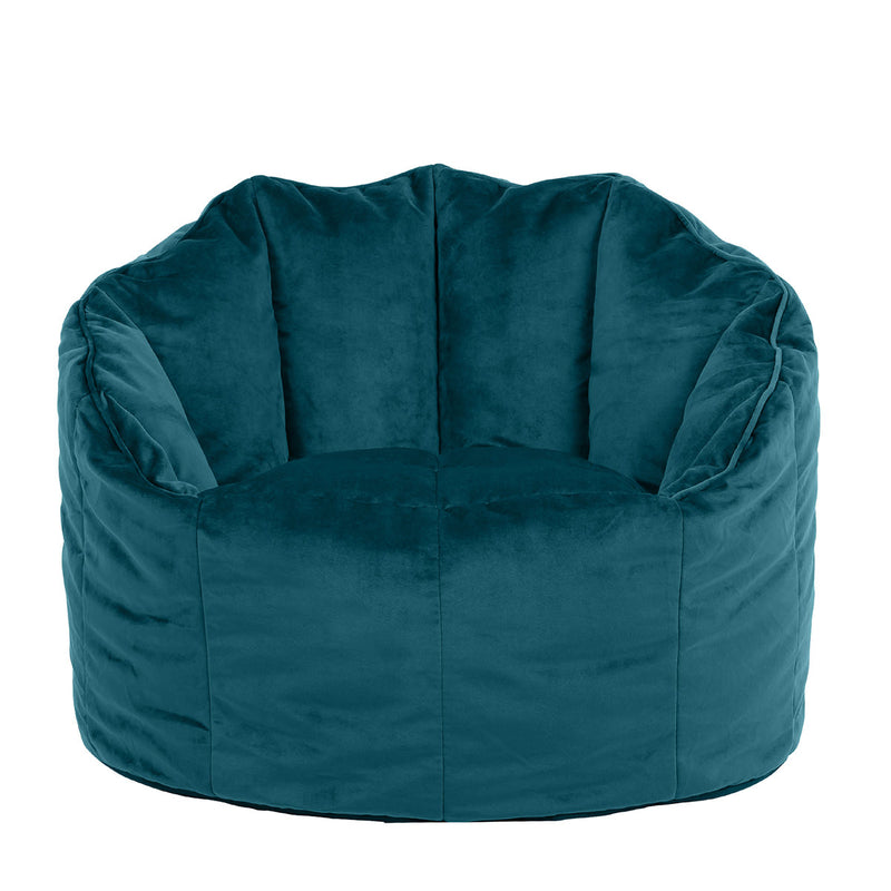 Fauteuil poire Sirena en velours, sarcelle