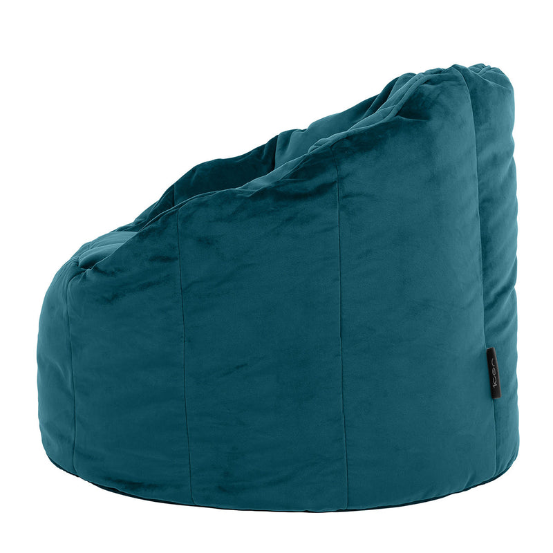 Fauteuil poire Sirena en velours, sarcelle