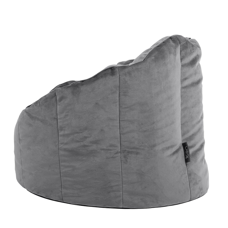 Fauteuil poire Sirena en velours, gris anthracite