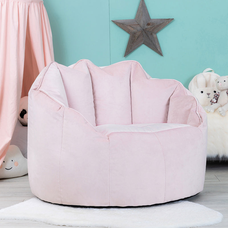 Pouf fauteuil Sirena en velours – Rose Poudré