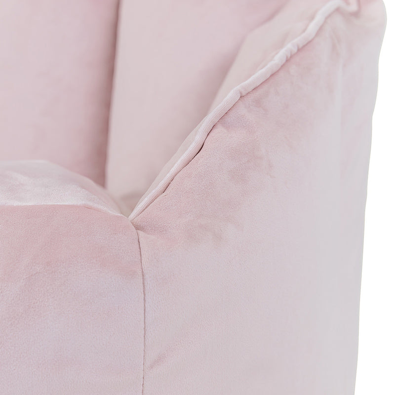 Pouf fauteuil Sirena en velours – Rose Poudré