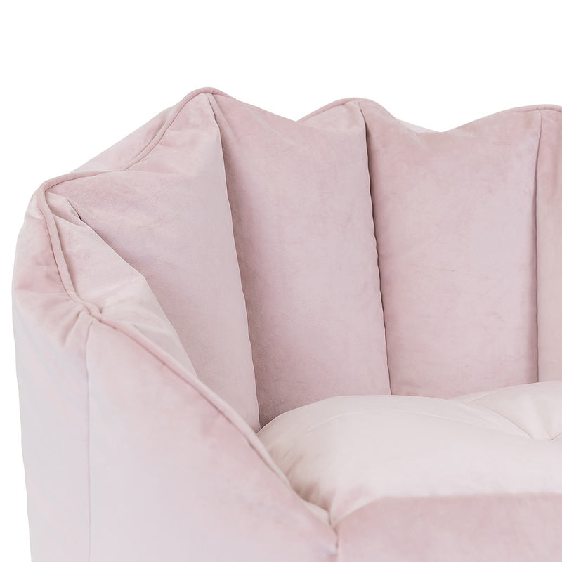 Pouf fauteuil Sirena en velours – Rose Poudré