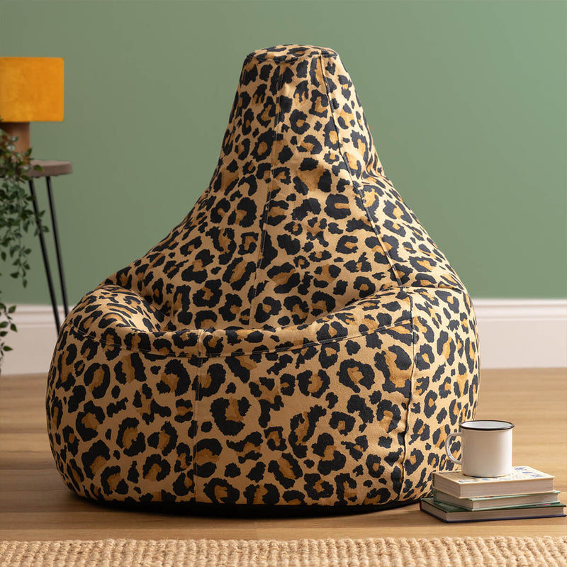Pouf inclinable en tissu Dalton imprimé léopard, multicolore