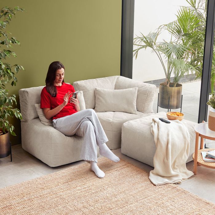 Fauteuil modulaire, Noa, velours côtelé jumbo, pierre 