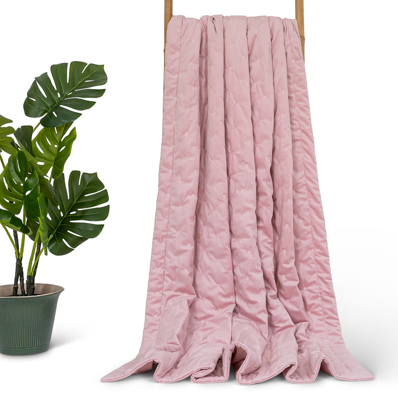 Jeté de lit en velours matelassé Rosa - Rose poudré
